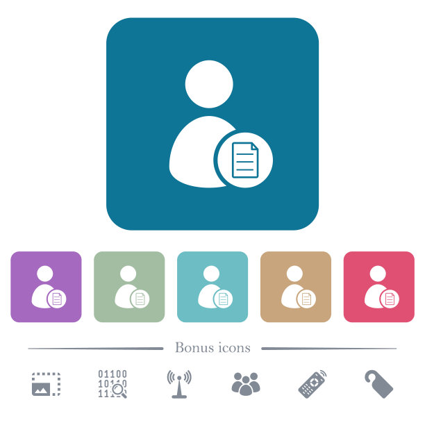 用户帐户属性平面图标的颜色圆角方形背景图片下载