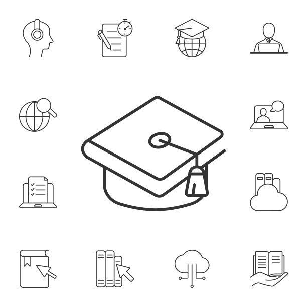 毕业帽图标。简单元素说明。毕业帽标志设计来自生态集。可用于网络和手机图片下载