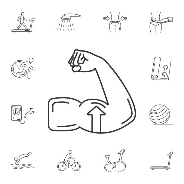 扩大肌肉图标。简单元素说明。扩大肌肉符号设计从健身和健康收集集。可用于网络和手机图片下载