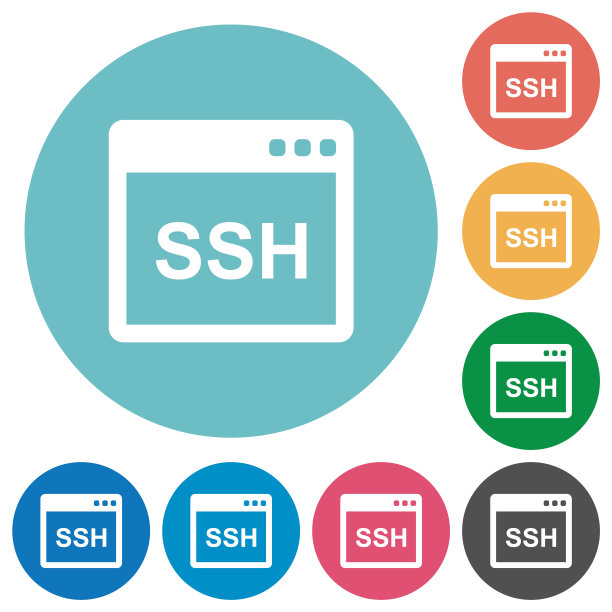 SSH客户端应用程序扁平圆形图标图片下载