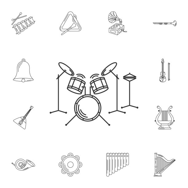 架子鼓图标。简单的元素说明。鼓组符号设计从音乐集合集。可以用于网页和移动图片下载