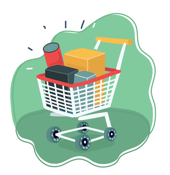 购物手推车，装有产品的购物车图片下载