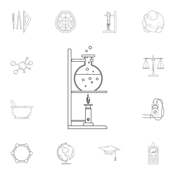 实验室煤气炉和玻璃器皿图标，科学系列优质设计图标，适用于网站、网页设计和APP图片下载
