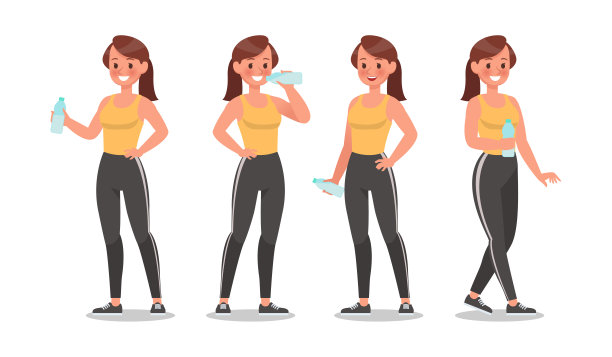 健身女子做瑜伽性格矢量设计。健康的生活方式素材图片