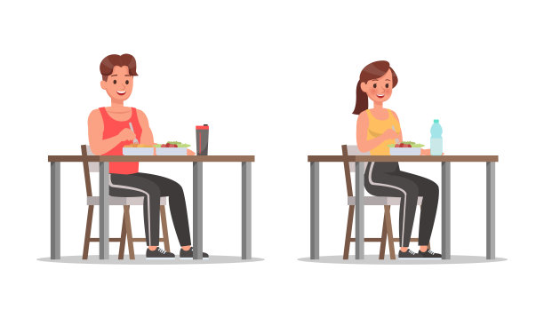 健身男女做运动的特征向量设计。健康的生活方式图片下载