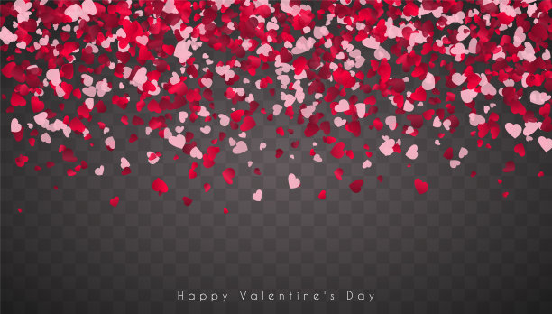 心形的五彩纸屑飘落在透明的背景上。情人节。每股收益10图片下载