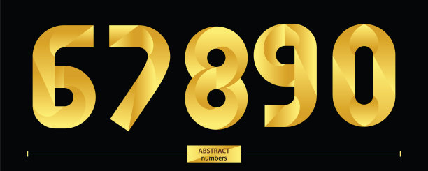 数字金色几何风格一套67890图片下载