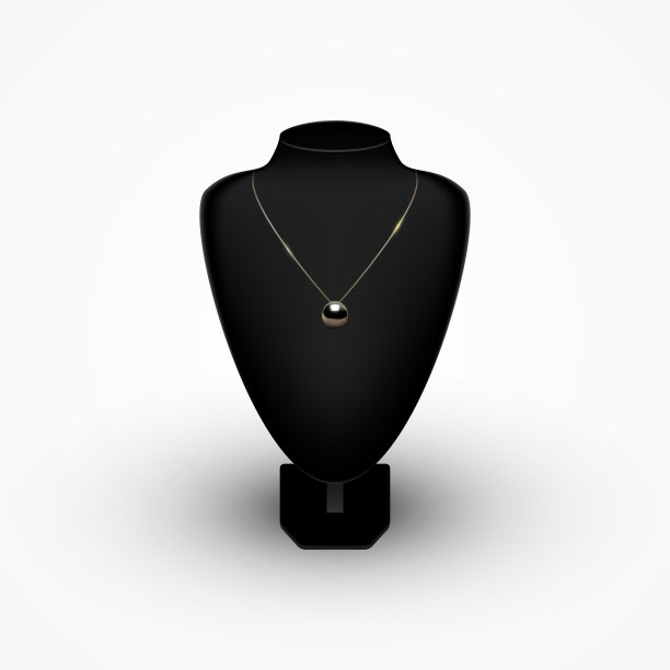 闪亮的项链与黑色珍珠上的黑色人体模特胸部图片下载