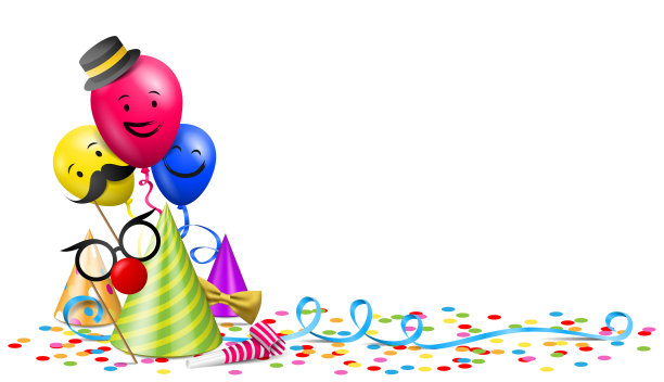 生日派对矢量图形与派对帽子和五彩纸屑图片下载