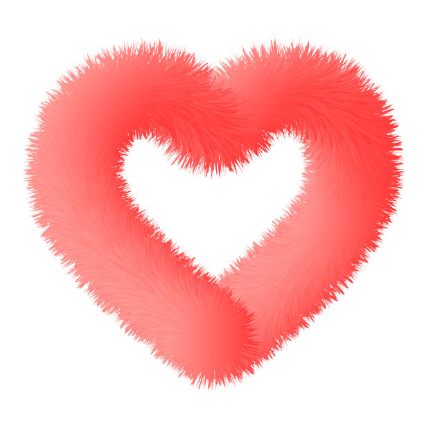 3d毛茸茸的皮毛轮廓心脏图片下载