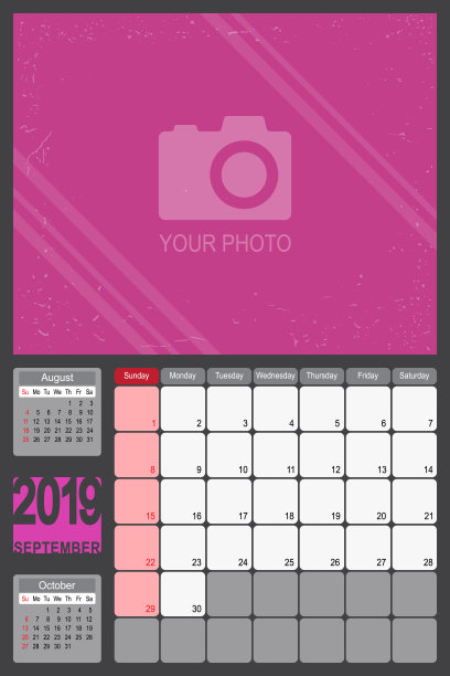 2019年9月日历月度计划设计图片下载