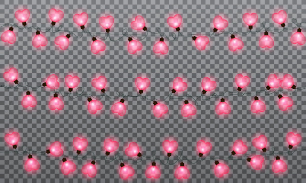 心形灯花环。情人节的灯泡装饰图片下载