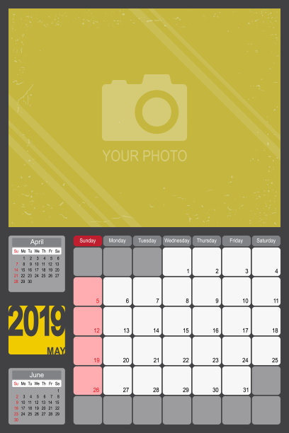 2019年5月日历月度规划师设计图片下载