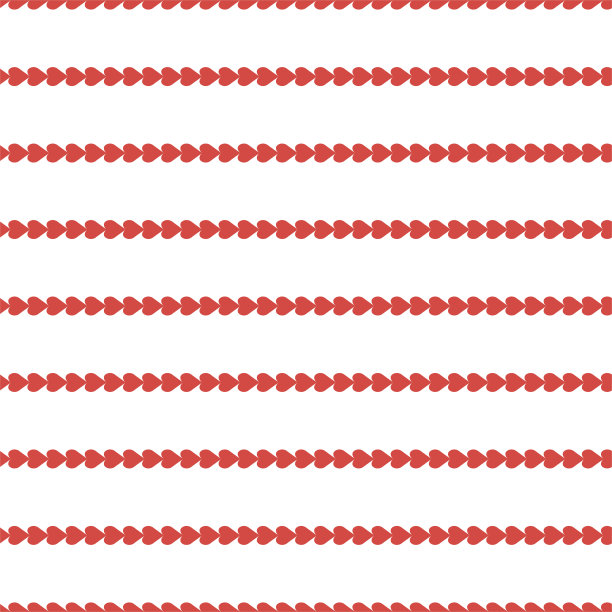 一排红心在白色背景上的无缝图案。向量。图片下载