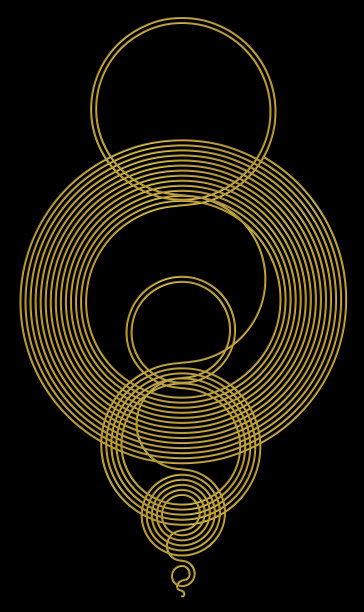 一个抽象形状的三维渲染，模仿金丝沿着一个由计算算法产生的曲线图片下载