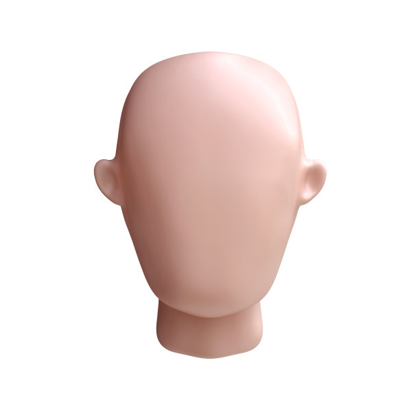 真实的卡通人的头形成孤立的白色背景。人物的身体元素。白色的皮肤。3 d演示。图片下载