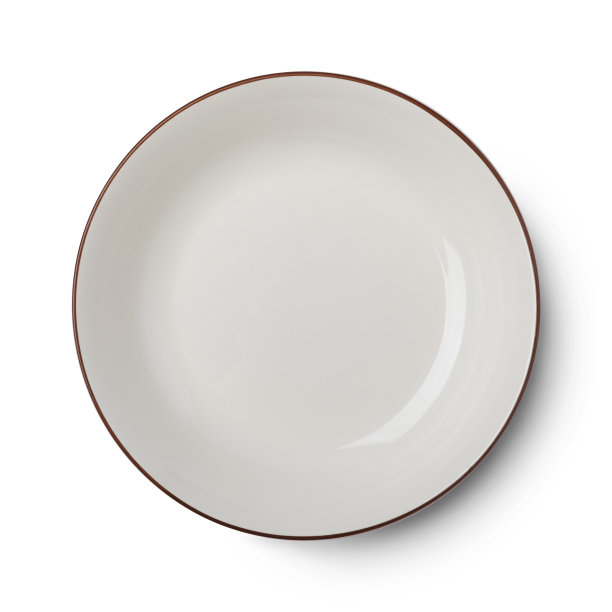 空白陶瓷圆板孤立在白色。图片下载