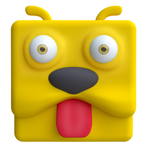 风格有趣的卡通狗头。儿童黏土、塑料或软玩具。3 d演示。图片下载