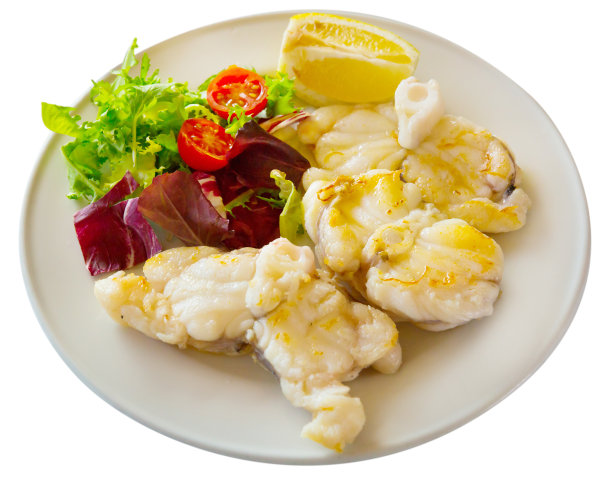 烤鱼配青菜图片下载