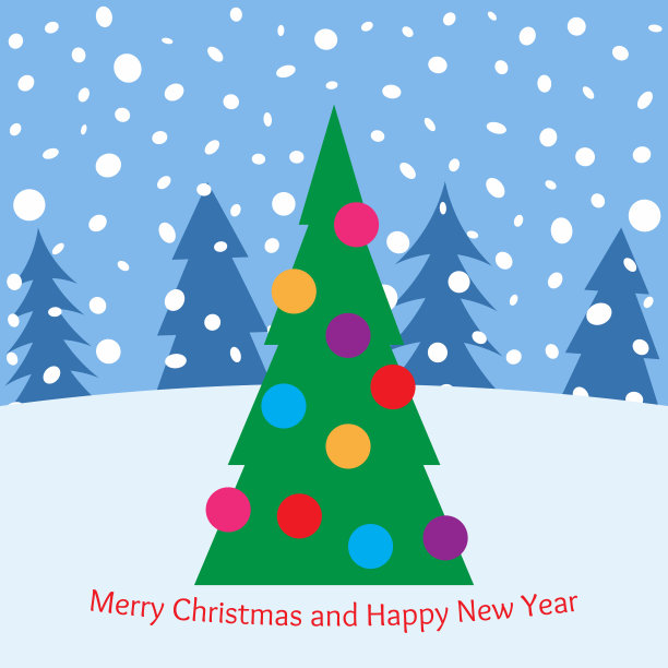 圣诞树和玩具在森林里图片下载