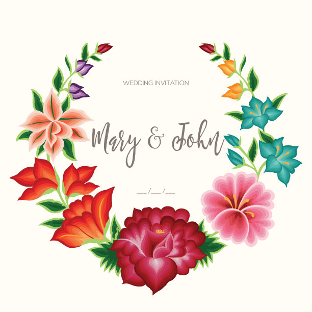 婚礼的邀请。花卉成分-载体图片下载