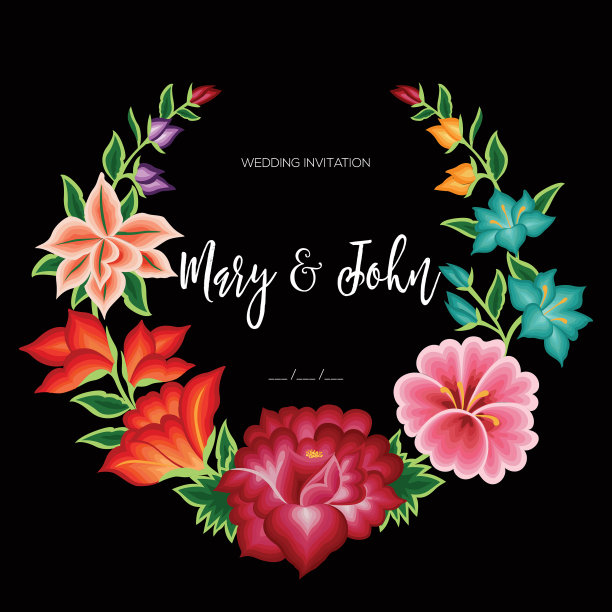 婚礼的邀请。花卉成分-载体图片下载