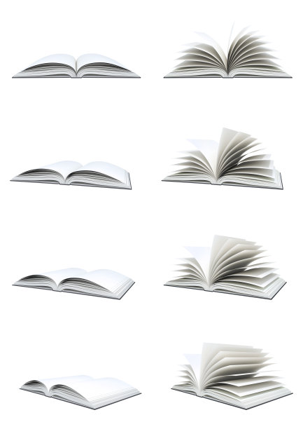打开白色背景的空白书。图片下载