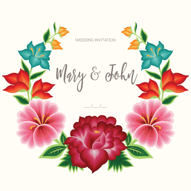 婚礼的邀请。花卉成分-载体图片下载