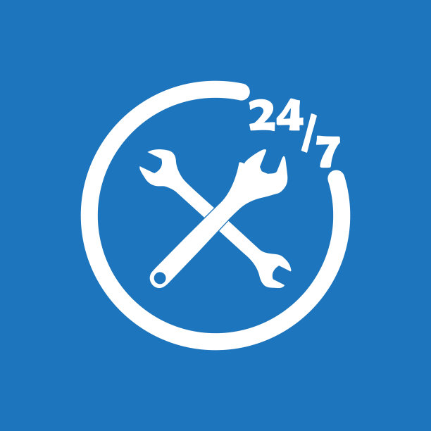 24小时7天技术图标平面矢量设计说明图片下载