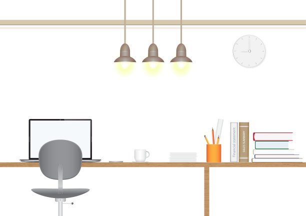 现代室内办公矢量插图，商业概念3d图片下载