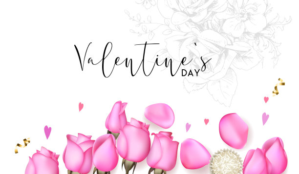 美丽浪漫的背景与粉红玫瑰图片下载