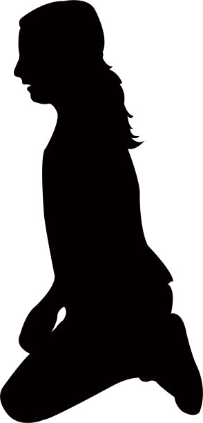 女孩坐位剪影矢量图片下载