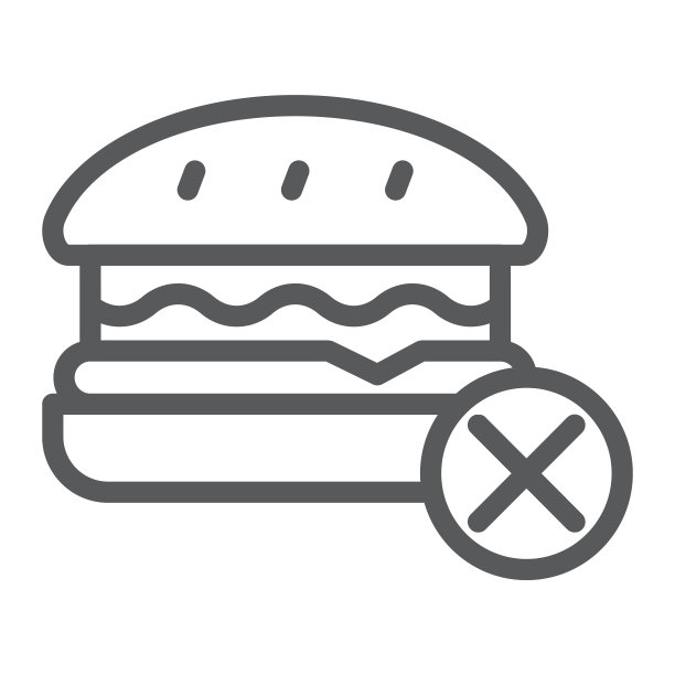 禁止快餐线性图标，食品和停止标志，矢量图形，白色背景上的线性图案图片下载
