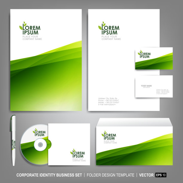 企业身份模板的商业艺术品。可编辑的企业身份模板-设计包括CD，信头空白，信封和访问卡。矢量图图片下载