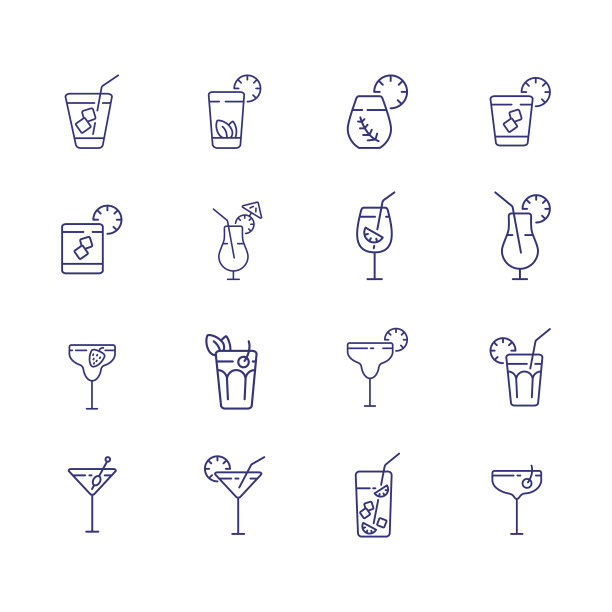栏菜单线图标设置。莫吉托,柠檬水图片下载