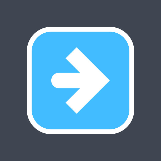 箭头符号在一个方形图标。彩色按钮是用平面样式创建的。设计图形元素保存为EPS文件格式的矢量图。图片下载