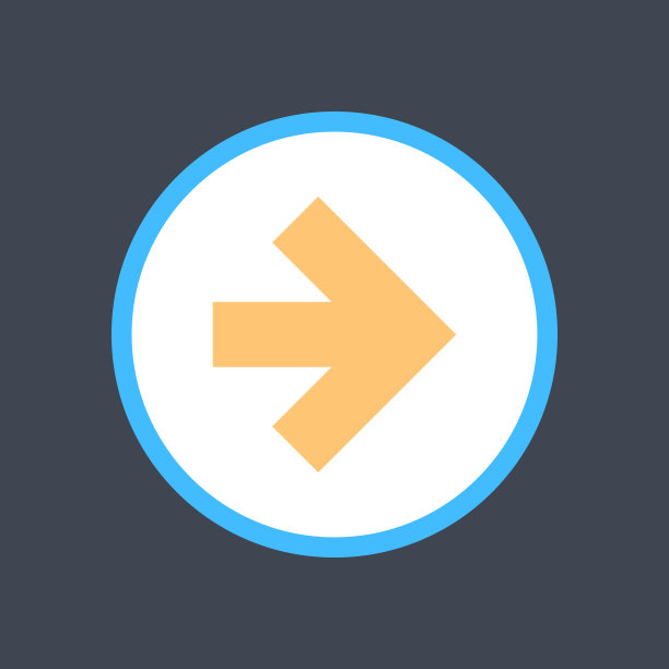 箭头标志中的圆形图标。彩色按钮是用平面样式创建的。设计图形元素保存为EPS文件格式的矢量图。图片下载