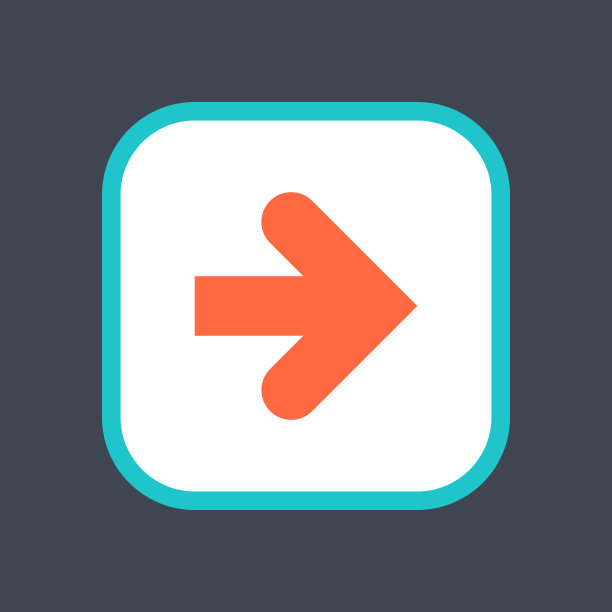 箭头符号在一个方形图标。彩色按钮是用平面样式创建的。设计图形元素保存为EPS文件格式的矢量图。图片下载