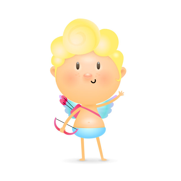 可爱的丘比特小男孩手拿弓箭挥舞图片下载