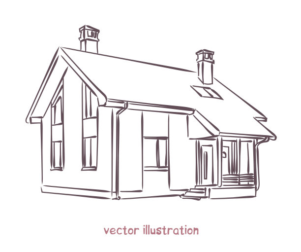 个别房屋的矢量草图图片下载