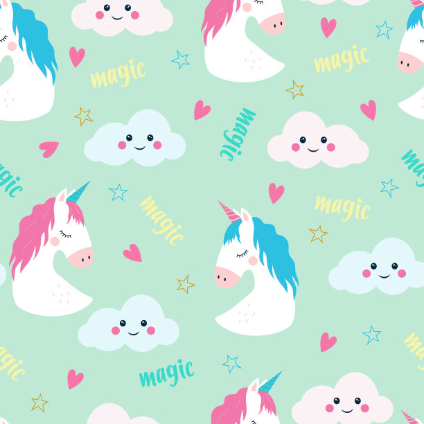 可爱的手绘独角兽图案素材图片