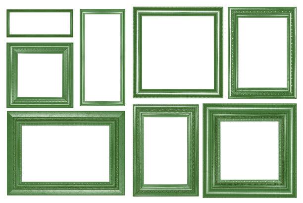 收集格力复古照片和相框孤立在白色背景图片下载