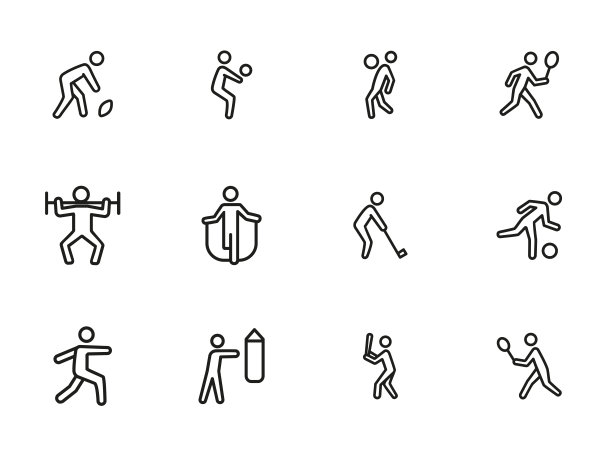 运动锻炼线图标集图片下载