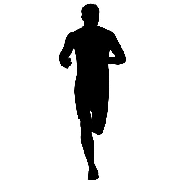 黑色剪影运动员在白色背景下冲刺图片下载