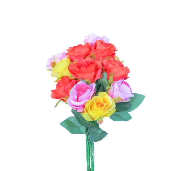 人工玫瑰花群孤立在白色背景上，有修剪路径图片下载