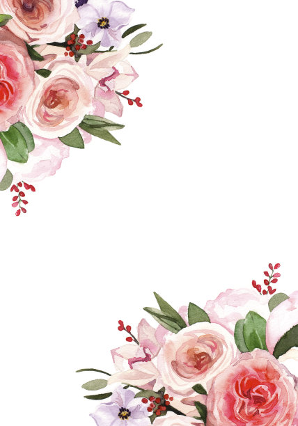 水彩手绘春季植物花卉插图模板图片下载