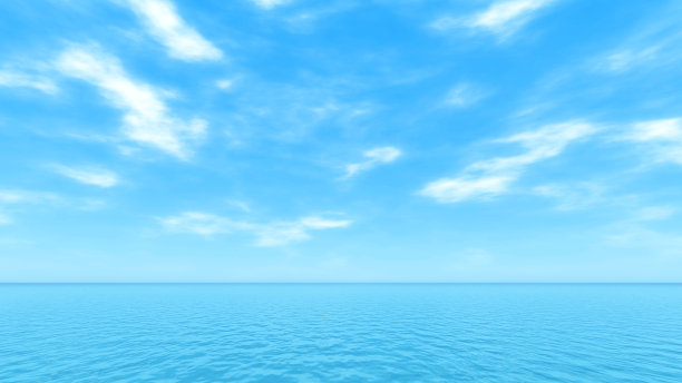 白云，明亮的天空和干净的海洋。图片下载