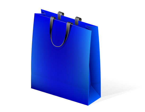 纸空包装，用于包装商品和在商店购物。不同颜色的手柄。放置文本或标志。图片下载