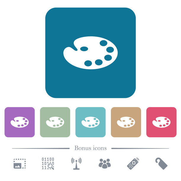 调色板上的颜色圆形方形背景上的图标图片下载