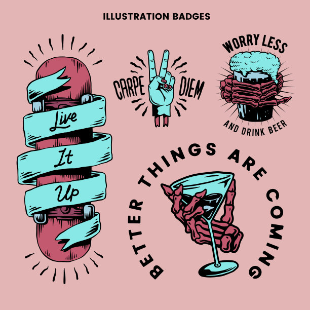 酷复古的激励徽章矢量图片下载